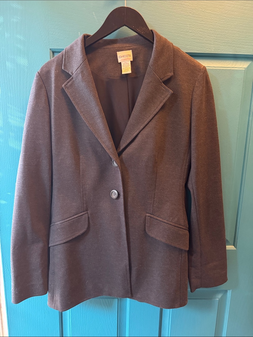 Chico's Women's Dark Charcoal Two-Button Blazer Chicos size 1.